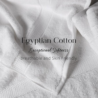 Superior Egyptian Cotton Pile Bath Towel Set of 2, Ultra Soft Luxury Towels, Thick Plush Essentials, Absorbent Heavyweight, Guest Bath, Hotel, Spa, Home Bathroom, Shower Basics, White
