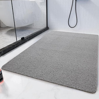 HOMBYS 47 x 32 Extra Large Shower Mat for Shower Stall Tub, Non Slip Bath Mat Bathroom Accessories, PVC Loofah Mats for Shower and Bathroom, Quick Drying, (Grey, 47"x32")