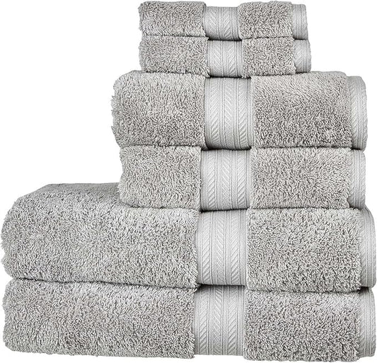 Christy Renaissance 6 Piece Towel Set | Dove Grey | 100% Egyptian Cotton | Luxuriously Soft and Super Absorbent | 675 GSM | 2 Bath Towels 2 Hand Towels 2 Face Cloths