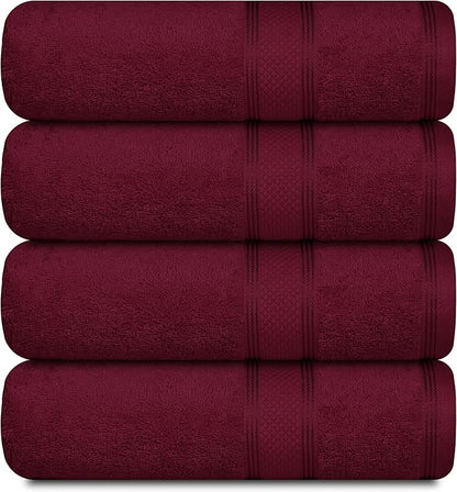Casa Lino Face Towels & Body Wash Cloths for Showering - 100% Cotton Wash Cloths for Bathroom - Highly Absorbent & Quick Drying Washcloth Set - Cotton Washcloths 24 Pack (12" x 12") - (Burgundy)