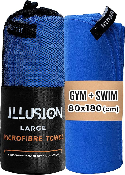 illusion Extra Large Microfibre Swimming Towel (71''L x 32''W)–Compact, Lightweight & Quick Dry Towel-Perfect for Travel, Gym, and Swim Towels Ideal for Post-Workout Showers & After Swimming