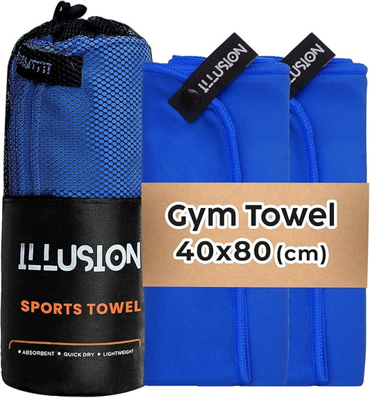 illusion Small Microfiber Gym Towels for Men and Women Active Sports (32" L x 16''W)-Lightweight Quick Dry Gym Towel for Sweat-Workout Towels Ideal for Yoga, Camping, Running, and Outdoor Activities