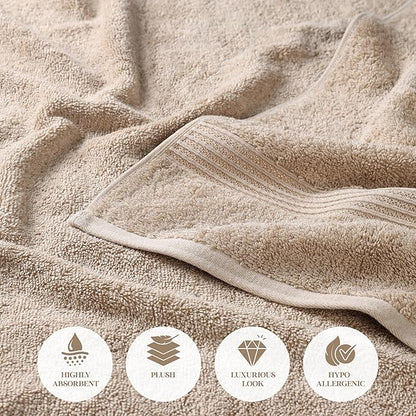 Superior Egyptian Cotton 8-Piece Hand Towel Set, Towel Basics For Quick Dry, Absorbent Small Towels, Facial, Spa, Kitchen, Bathroom Essentials, Apartment, Guest Bath, Soft, Washcloth, Taupe