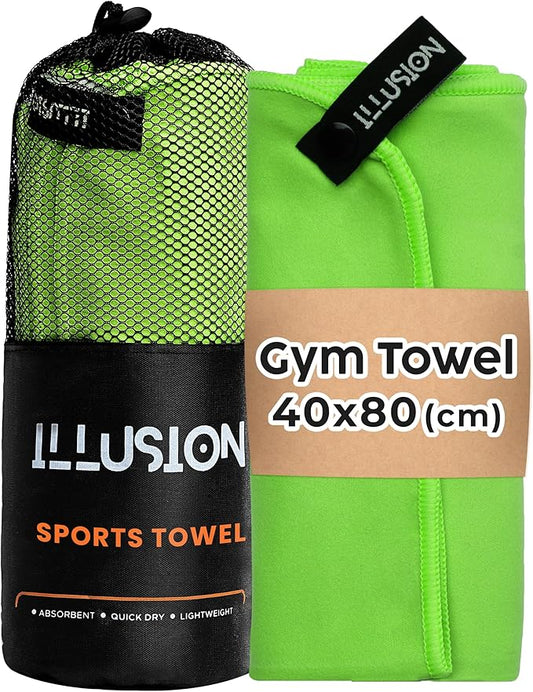 illusion Small Microfiber Gym Towels for Men and Women Active Sports (32" L x 16''W)-Lightweight Quick Dry Gym Towel for Sweat-Workout Towels Ideal for Yoga, Camping, Running, and Outdoor Activities