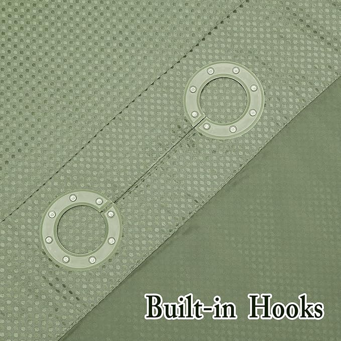Gibelle Stall Small Shower Curtain 36x74, Waffle Weave Shower Curtain with Snap-in Fabric Liner Set, No Hooks Needed, Hotel Style with Mesh Top Window, Sage Green
