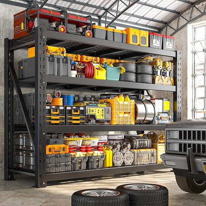 Bepatio 11000LBS Garage Shelving Heavy Duty, 72" H Storage Shelves Adjustable 4-Tier Metal Shelves, Industrial Shelving for Garage,Shop, Warehouse, Basement, Commercial, 72" H× 60" W × 24" D, Black