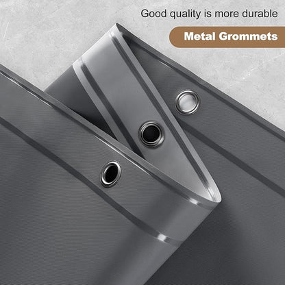 UFRIDAY Dark Grey Short Shower Curtain Liner Premium PEVA 72 x66 inch,Heavy Duty Shower Curtain with 3 Weighted Magnets, Plastic Waterproof Grey Shower Curtains for Bathroom with 12 Hooks