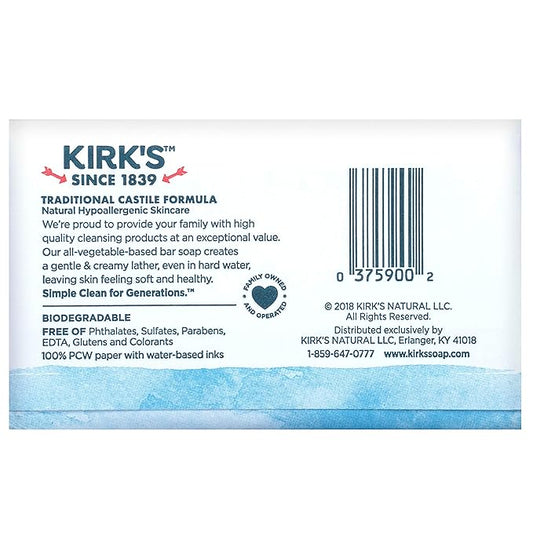 Kirk's Original Coco Castile Bar Soap Original Fresh Scent 4 Ounces (Pack of 10)