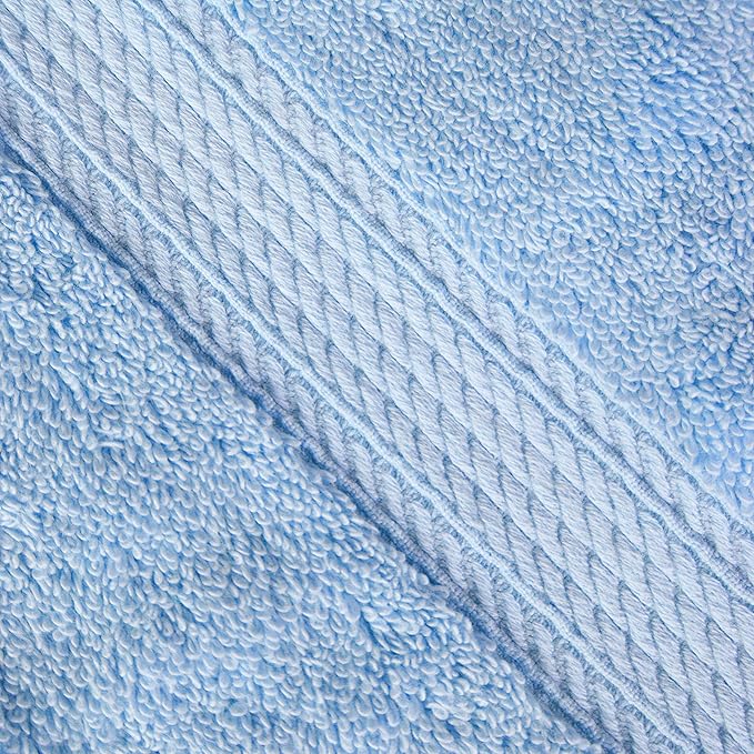 BNM Egyptian Cotton Heavyweight Towels, Ideal for Bathroom, Shower, Spa, Hotel, 800 GSM, Face/Washcloths, Hand Towels, Bath Towels, Highly-Absorbent, Luxury Home Basics, 9 Piece Towel Set, Light Blue