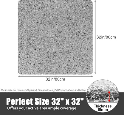 Shower Mat Bathtub Mat Non-Slip - 32x32 Inch, Soft Comfort Bath Mat with Drainage Holes, PVC Loofah Massage Bathmat for Shower, Tub, Bathroom, Wet Areas, Quick Drying