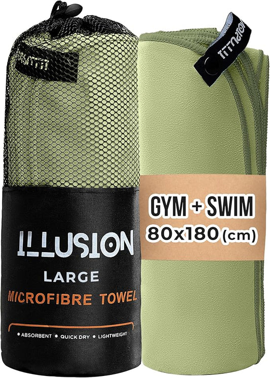 illusion Extra Large Microfibre Swimming Towel (71 '' Lx32 '' W)–Compact, Lightweight & Quick Dry Towel-Perfect for Travel, Gym, and Swim Towels Ideal for Post-Workout Showers & After Swimming
