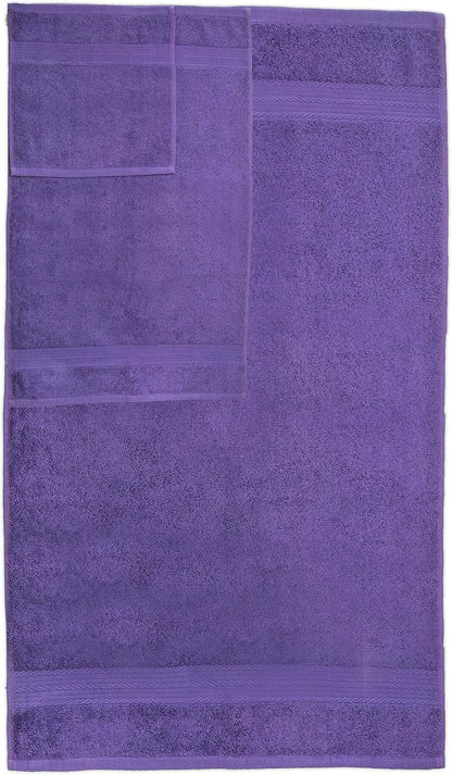 Ample Decor 100% Cotton Luxury 6 Piece Towels Set, 2 Bath Towels, 2 Hand Towels, 2 Wash Cloths for Bathroom - Purple Towel Sets