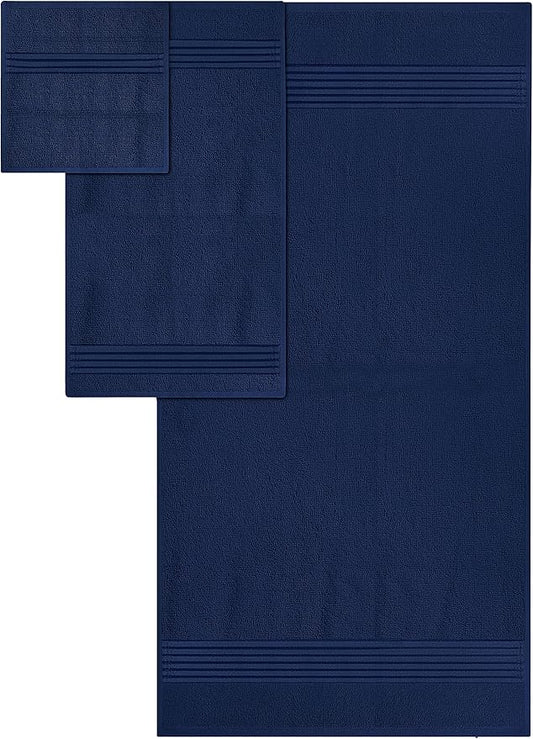Utopia Towels 8 Piece Premium Towel Set, 2 Bath, 2 Hand, and 4 Washcloths, 100% Ring Spun Cotton, Highly Absorbent Towels for Bathroom, Sports, and Hotel, Navy