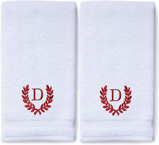 Decorative and Monogrammed Hand Towels for Bathroom Kitchen Makeup | Personalized Gift for Wedding-Bridal | Roman Font Custom Luxury Turkish Towel | Spa Collection, Oversized, 16 X 30 Inch, Set of 2