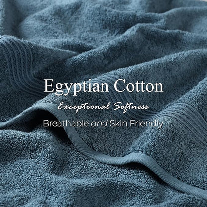 Superior Egyptian Cotton 8-Piece Hand Towel Set, Towel Basics For Quick Dry, Absorbent Small Towels, Facial, Spa, Kitchen, Bathroom Essentials, Apartment, Guest Bath, Soft, Washcloth, Sapphire