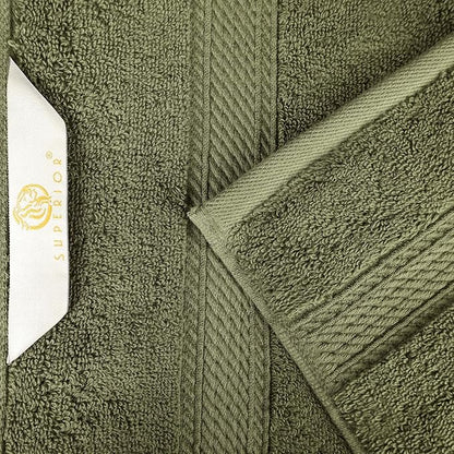 Superior Egyptian Cotton Pile Bath Sheet Set of 2, Ultra Soft Luxury Towels, Thick Plush Essentials, Absorbent Heavyweight, Guest Bath, Hotel, Spa, Home Bathroom, Shower Basics, Forest Green