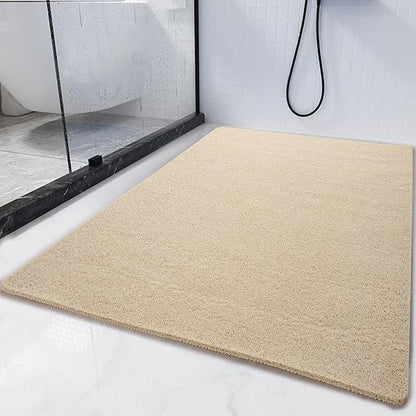 HOMBYS 47 x 32 Extra Large Shower Mat for Shower Stall Tub, Non Slip Bath Mat Bathroom Accessories, PVC Loofah Mats for Shower and Bathroom, Quick Drying, (Khaki, 47"x32")