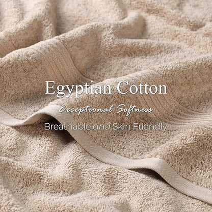 Superior Egyptian Cotton 4-Piece Bath Towel Set for Shower, Bath, Spa, Resort, Hotel, Soft Body Towels, Airbnb Essentials, Apartment, Dorm, Quick Dry, Absorbent, Bathroom Basics, Taupe