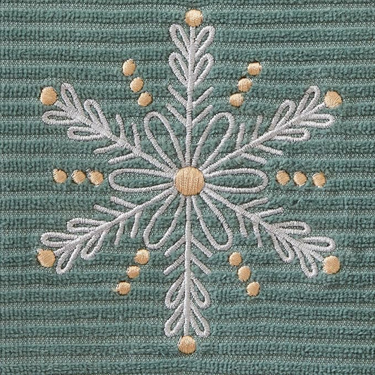 SKL Home Christmas Winter Snowflake Hand Towel Set, Green (2-Pack)