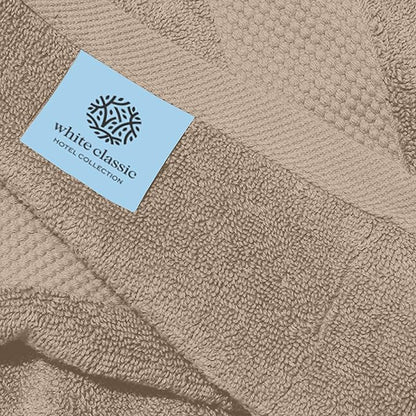 White Classic Luxury Taupe Hand Towels - Soft 100% Turkish Cotton | Highly Absorbent Hotel spa Bathroom Towel Collection | 16x30 Inch | Set of 6