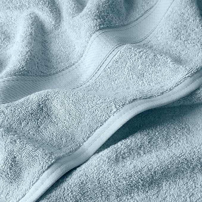 Superior Egyptian Cotton Pile 6 Piece Towel Set, Includes 2 Bath, 2 Hand, 2 Face Towels/Washcloths, Ultra Soft Luxury Towels, Thick Plush Essentials, Guest Bath, Spa, Hotel Bathroom, Light Blue