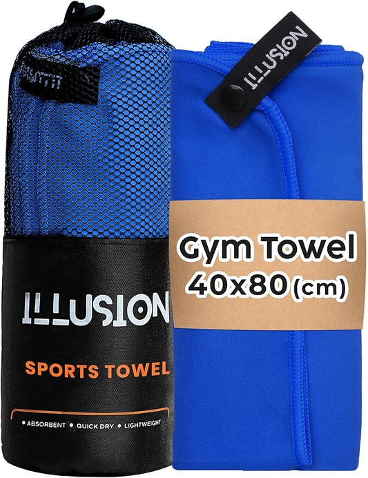 illusion Small Microfiber Gym Towels for Men and Women Active Sports (32" L x 16''W)-Lightweight Quick Dry Gym Towel for Sweat-Workout Towels Ideal for Yoga, Camping, Running, and Outdoor Activities