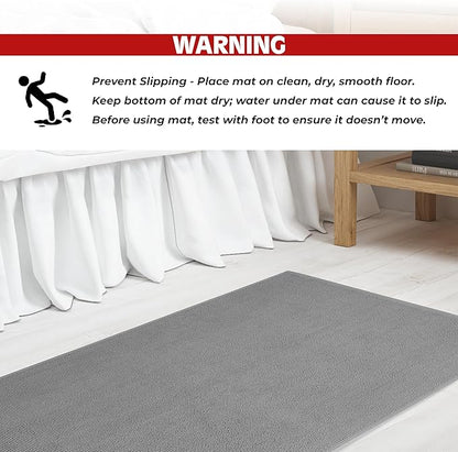 Cotton Paradise 100% Cotton Non Slip Bath Mats for Bathroom, 17x24 inch Soft Absorbent Quick Dry Machine Washable Floor Bath Mat, Light Grey