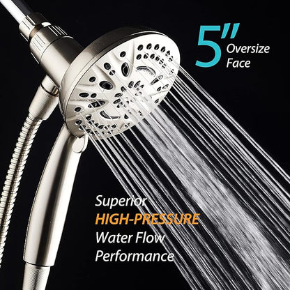 AquaDance New Magnetic Guidance Docking System - High-Pressure 8-setting Handheld Shower Head with Giant 5 inch Face, Magnetic Bracket, Extra-long 72 inch Stainless Steel Hose/All Nickel Finish