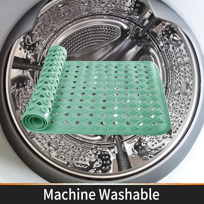 Yimobra Bathtub Mat Non Slip, Super Strong Suction Cups, 27.5"x15.5" Long Shower Mat with Drain Holes, Machine Washable Fast Draining Bath Mats, Bathroom Essentials,MARRS Green