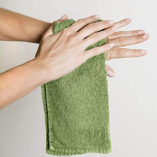 Utopia Towels 60 Pack Cotton Washcloths Set, 100% Ring Spun Cotton, Premium Flannel Face Cloths, Highly Absorbent and Soft Feel Fingertip Towels, Sage Green