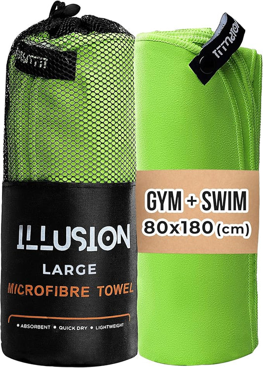 illusion Extra Large Microfibre Swimming Towel (71''L x 32''W)–Compact, Lightweight & Quick Dry Towel-Perfect for Travel, Gym, and Swim Towels Ideal for Post-Workout Showers & After Swimming