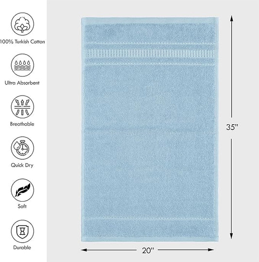 Melissa Linen Hand Towels Set of 2, 100% Turkish Cotton Towels, Blue Hand Towels for Bathroom, 20 in x 35 in, Absorbent, Quick Dry, Durable and Soft, Spa and Hotel Quality, Ocean Blue