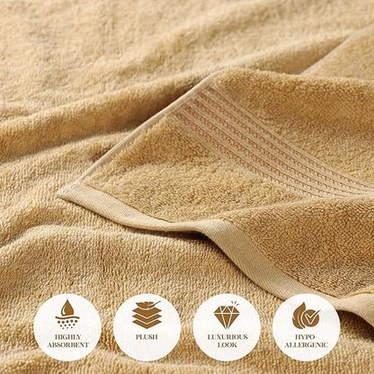 Superior Egyptian Cotton 8-Piece Hand Towel Set, Towel Basics for Quick Dry, Absorbent Small Towels, Facial, Spa, Kitchen, Bathroom Essentials, Apartment, Guest Bath, Soft, Washcloth, Gold