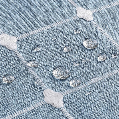 MitoVilla Blue Boho Extra Long Shower Curtain 72 x 84, Modern Farmhouse 84 inch XL Polyester Linen Texture Tassel Fabric Shower Curtain Set with Hooks for Cottagecore Country Bathroom Decor