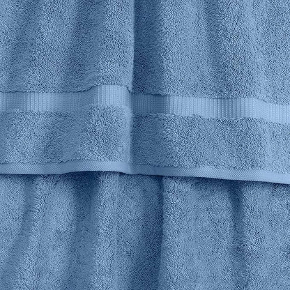 SALBAKOS 100% Turkish Cotton Extra Large Bath Sheet Set of 2 35x70 inch | Heirloom Quality | Hotel & Spa Collection | Soft, Absorbent Oversize Bath Towels | Made in Turkey (Blue, 2 Bath Sheets)