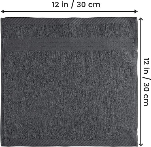 Utopia Towels 12 Pack Premium Wash Cloths Set, 12 by 12 Inches, 100% Cotton Ring Spun, Highly Absorbent and Soft Feel Washcloths for Bathroom, Spa, Gym, and Face, Grey
