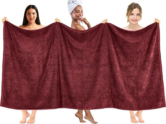 DAN RIVER Pack of 1 Bath Sheet 40x80 Inches, Jumbo Bath Towels, Soft and Absorbent Extra Large Towels - Pomegranate