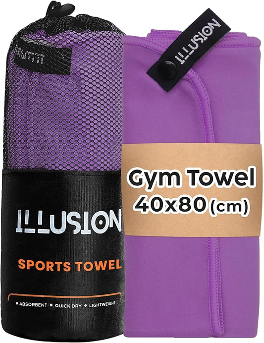 illusion Small Microfiber Gym Towels for Men and Women Active Sports (32" L x 16''W)-Lightweight Quick Dry Gym Towel for Sweat-Workout Towels Ideal for Yoga, Camping, Running, and Outdoor Activities