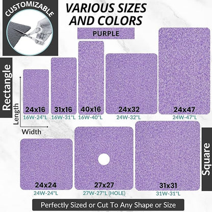 ENKOSI Loofah Non-Slip Shower and Bath Mat - Soft Cushioned Comfort - No Suction Cups for Smooth or Textured Tubs - Fast Draining - Safety for Bathroom, Family, Kids, and Elderly (24x16 Purple)