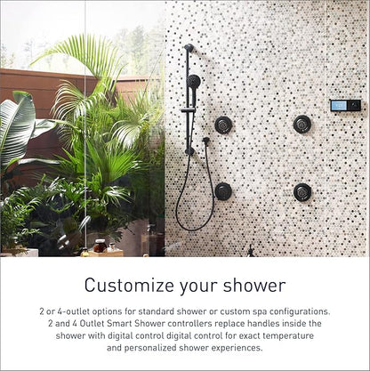 Moen Matte Black Smart Shower 4-Outlet Digital Water Controller for Thermostatic Shower Valve, TS3304BL