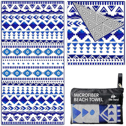 Elite Trend Quick Dry Towel Extra Large 78x35 Inch - Microfiber Beach Towel - Perfect for Beach, Travel, Swimming, Pool, Yoga, Hiking, Camping - Lightweight, Fast Drying, Compact for Adults (Aztech)