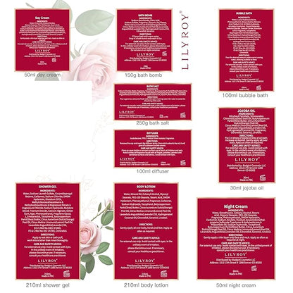 Christmas Gifts for Women - 19-Piece Luxury Rose & Cherry Blossom Spa Gift Basket Set Bath and Body Gift Sets Care Kit with Necklace | Valentine's Day, Mothers Day Gifts Baskets for Mom, Wife
