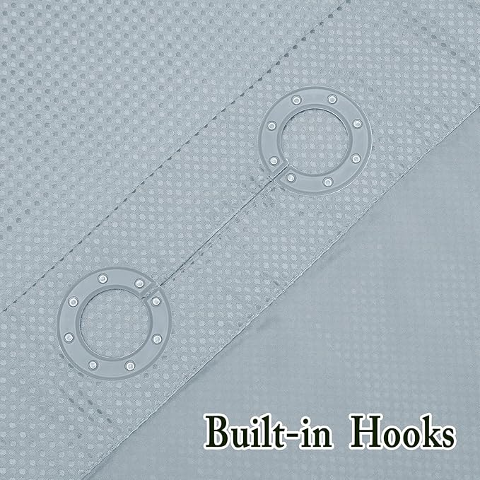 Gibelle No Hook Waffle Weave Shower Curtain with Snap-in Fabric Liner Set for Bathroom, Hotel Style with Mesh Top Window, Waterproof & Washable, Fog Blue, 72x74