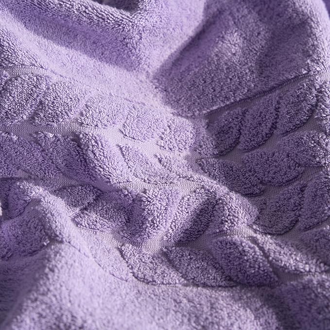 BAGNO MILANO Organic Turkish Cotton Bath Towels, Luxury Jacquard Collection, Certified Organic Highly Absorbent, Soft-Plush Towel Set (Lilac, 4 Pcs Hand Towel Set)