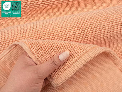 American Soft Linen Bath Rug, 17 in 24 in 100% Cotton Bath Mats Rugs for Bathroom, Slip Reducer Washable Shaggy Form Area Rugs, Malibu Bath Rug