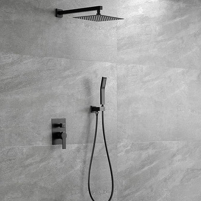 SHAMANDA Luxury Shower Set, Bathroom Single Handle Shower Faucet with Trim Valve Body Hand Shower Complete Kit, Premium Matte Black Rainfall Shower System, L70001-7
