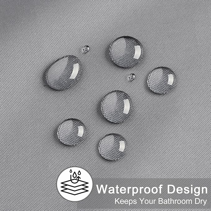 AooHome Extra Long Shower Curtain Liner, Fabric Shower Curtain with Hooks for Hotel, Water Repellent, 72 Width x 84 Height Inch, Light Grey