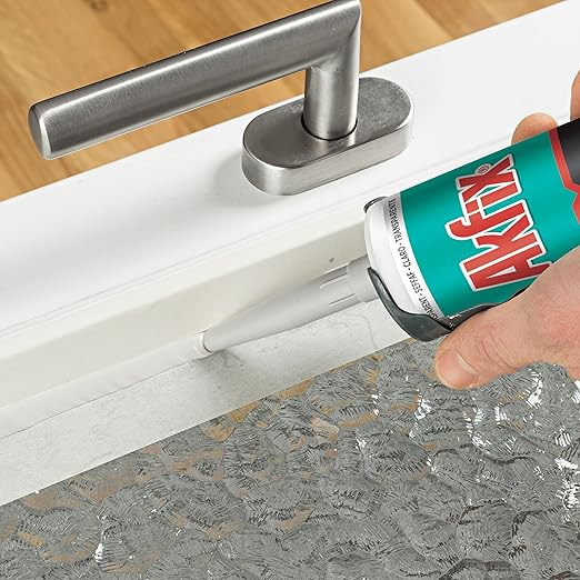 Akfix 100E RTV Silicone Caulk Clear (12x10.1 fl.oz.)- 100% Silicone Sealant Waterproof for Kitchen and Bathroom, Shower, Window and Door | Clear, 12 Pack