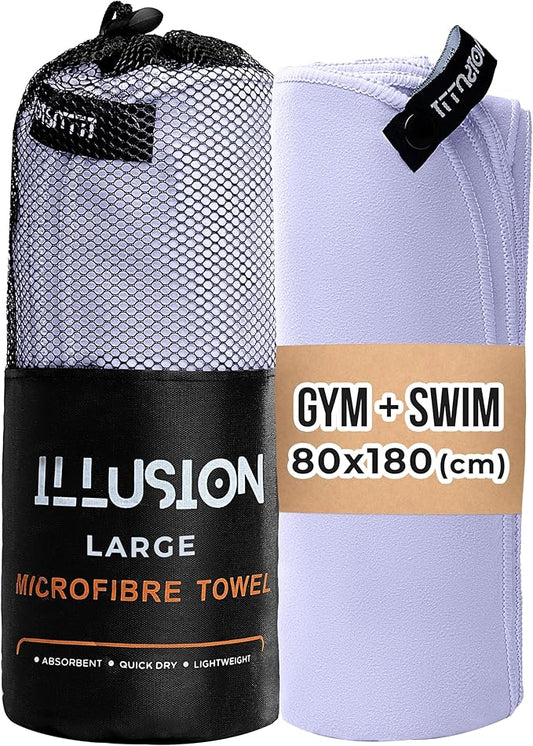 illusion Extra Large Microfibre Swimming Towel (71''L x 32''W)–Compact, Lightweight & Quick Dry Towel-Perfect for Travel, Gym, and Swim Towels Ideal for Post-Workout Showers & After Swimming