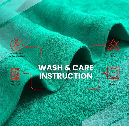 Infinitee Xclusives Luxury 100% Cotton Towel Set – 8 Piece Bathroom Towel Set (2 Bath Towels, 2 Hand Towels, 4 Washcloths) – Soft & Absorbent Towels for Bathroom (Vivid Green)